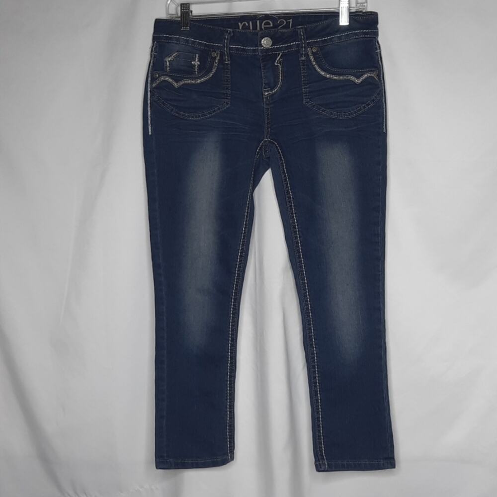 Rue 21 Women's Embroidered Distressed Cropped Jeans 5/6